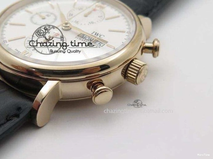 MIROTIME 0131 Portofino Chrono RG White Dial on Black Leather Strap A Vibrant 7385